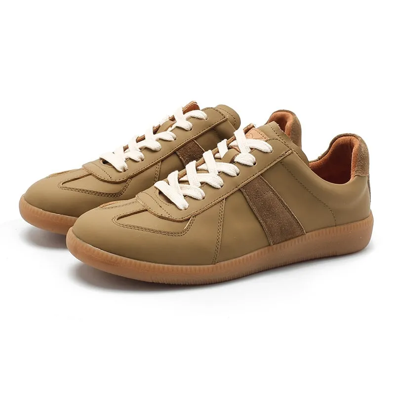 Army Trainer Leather Low-top Sneakers for Women in Khaki/Apricot/Brown/Pink/Beige