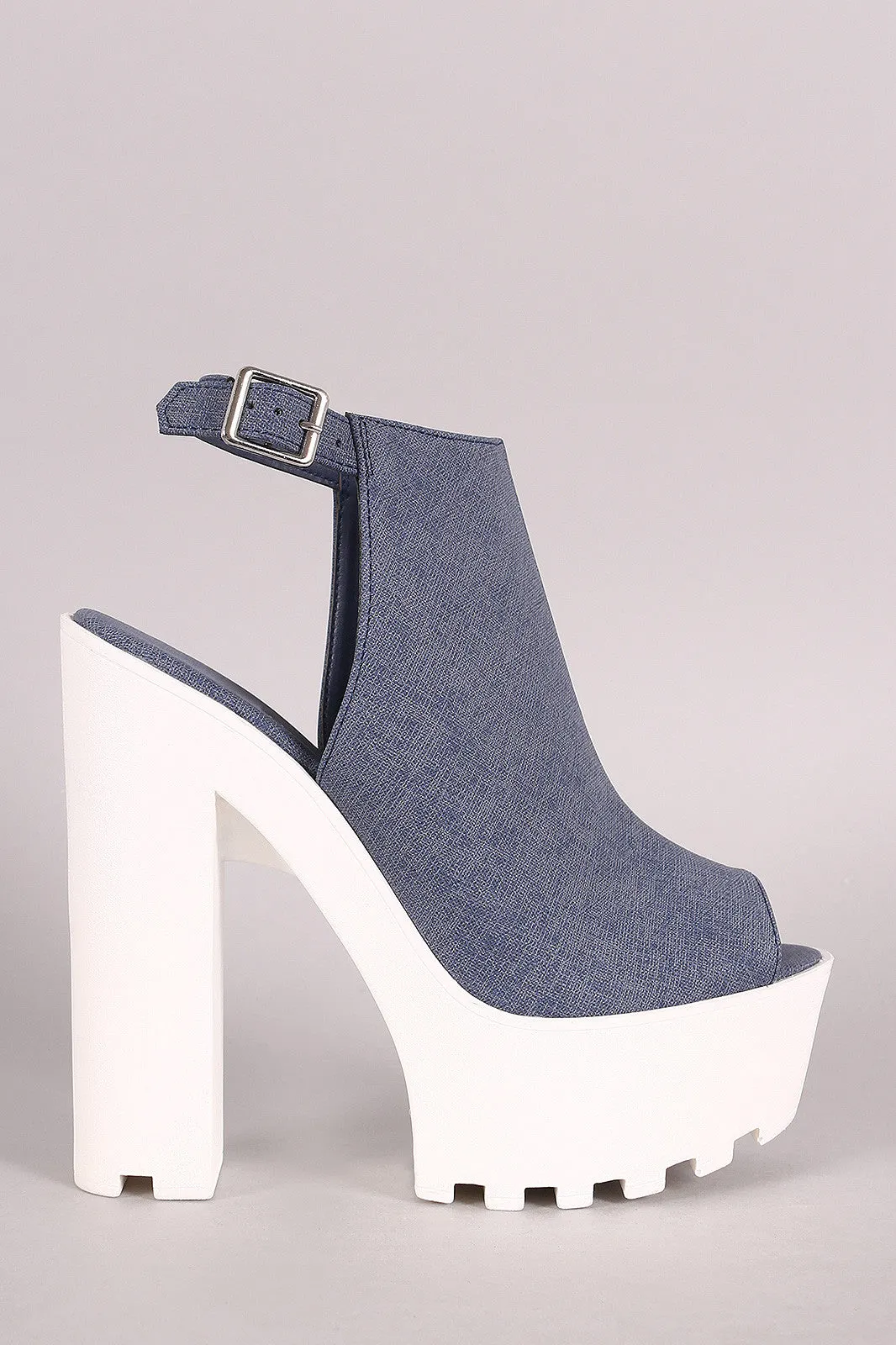 Bamboo Nubuck Lug Sole Platform Mule Heel