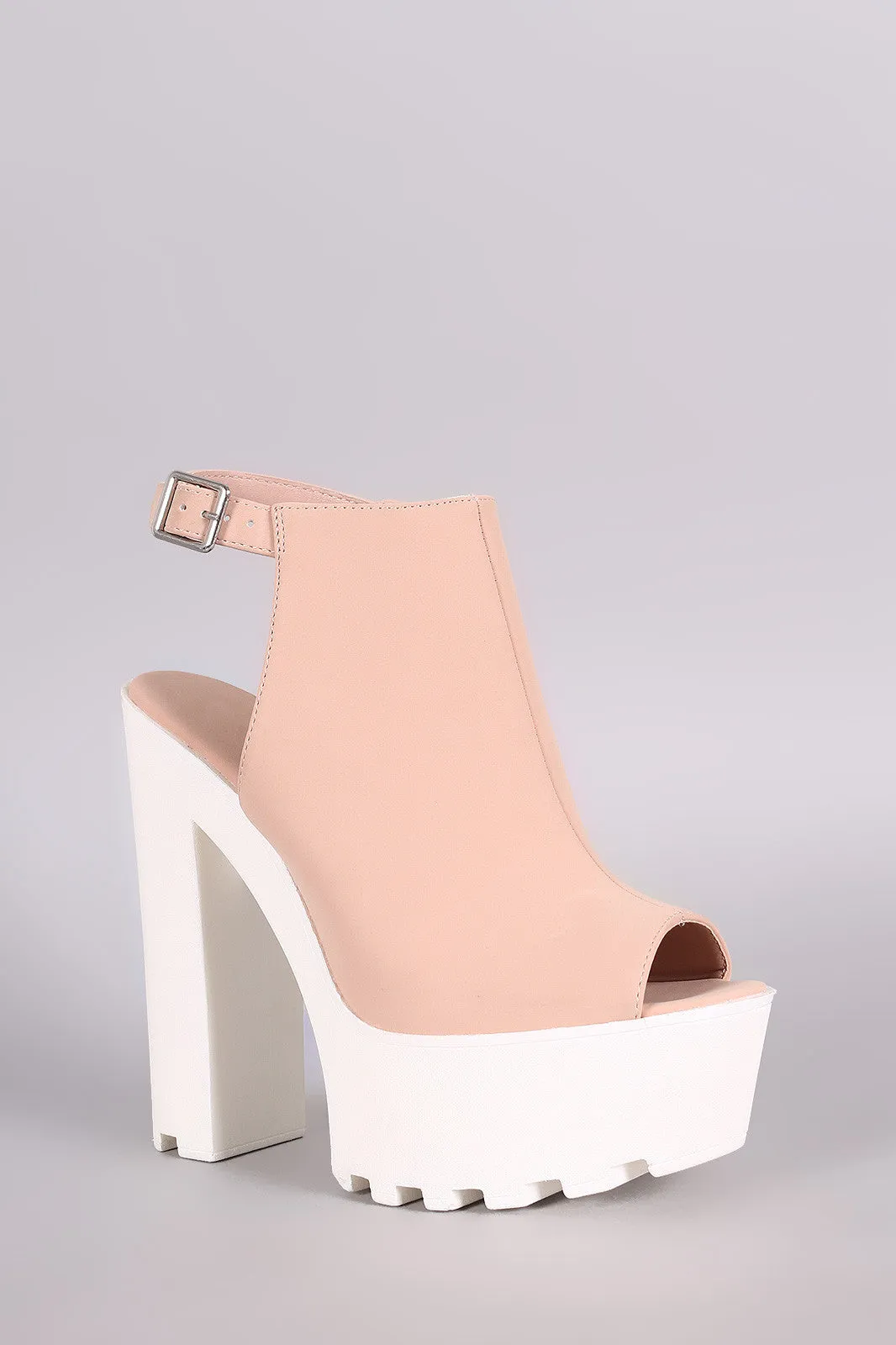 Bamboo Nubuck Lug Sole Platform Mule Heel