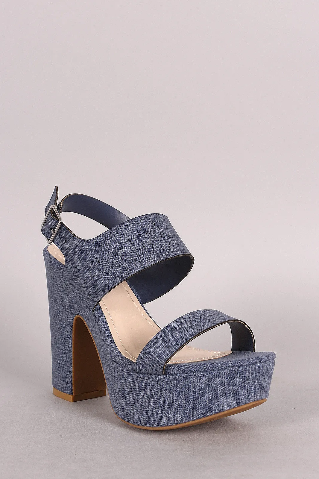 Bamboo Nubuck Slingback Chunky Platform Heel