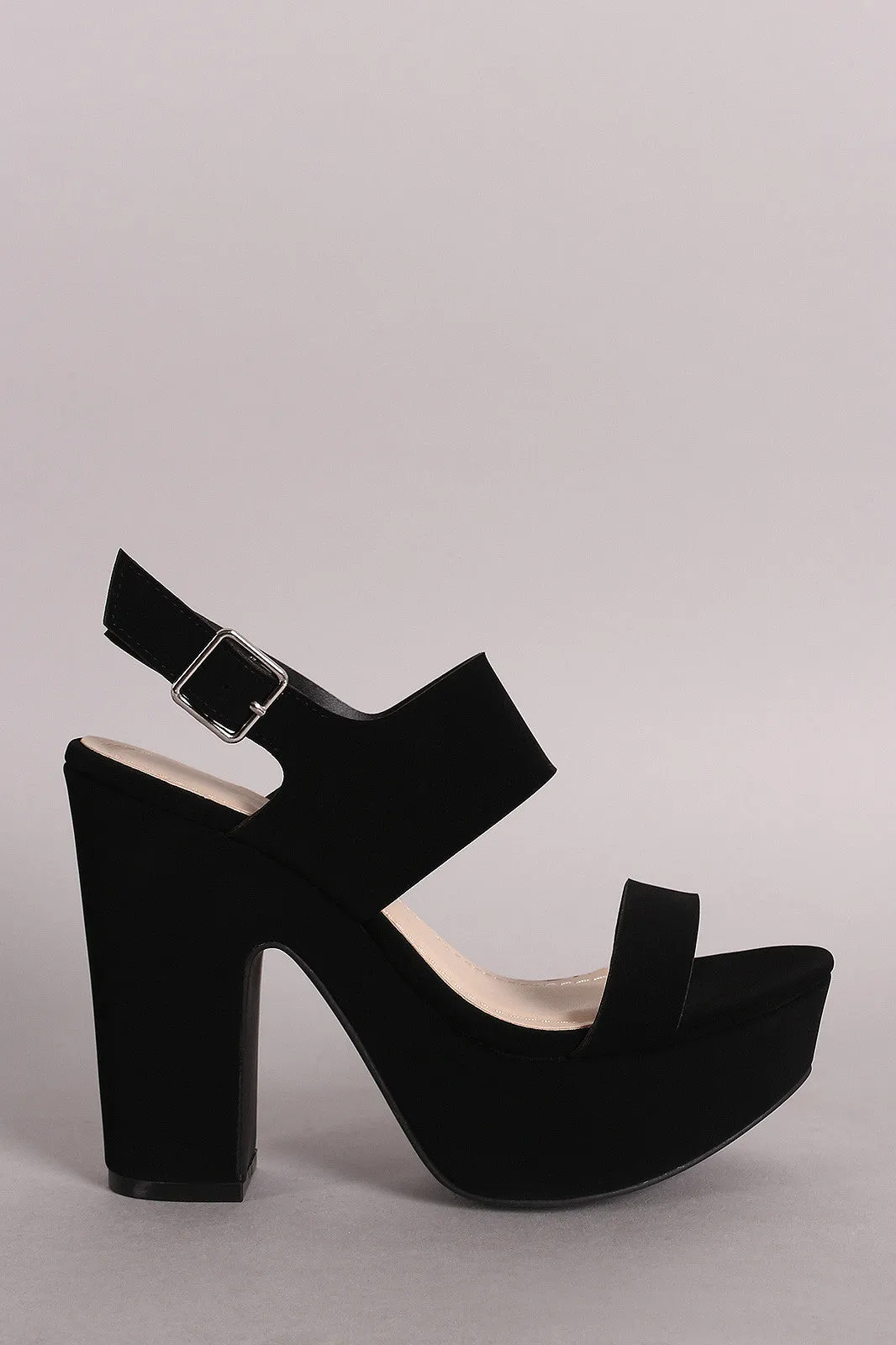 Bamboo Nubuck Slingback Chunky Platform Heel