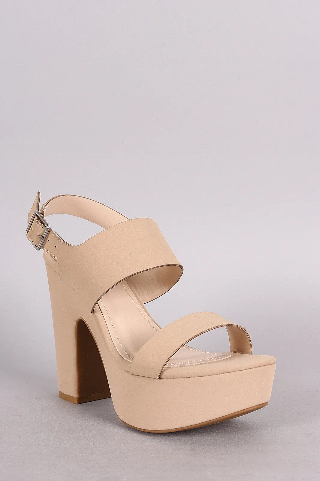 Bamboo Nubuck Slingback Chunky Platform Heel