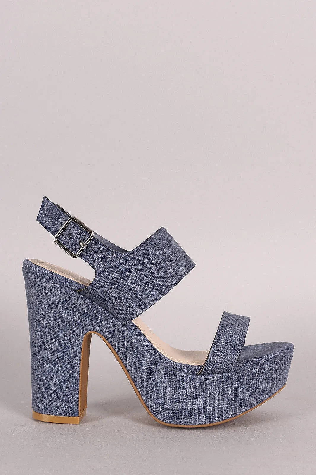 Bamboo Nubuck Slingback Chunky Platform Heel