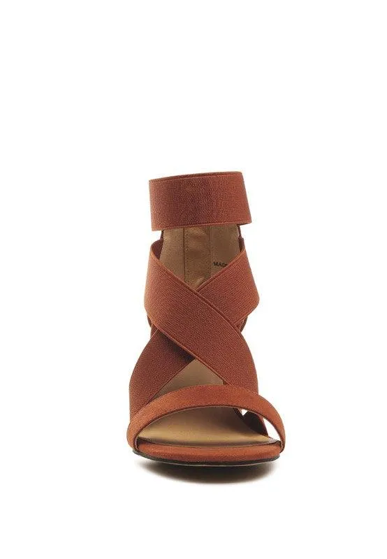 Benicia Elastic Strappy Block Heel Sandals