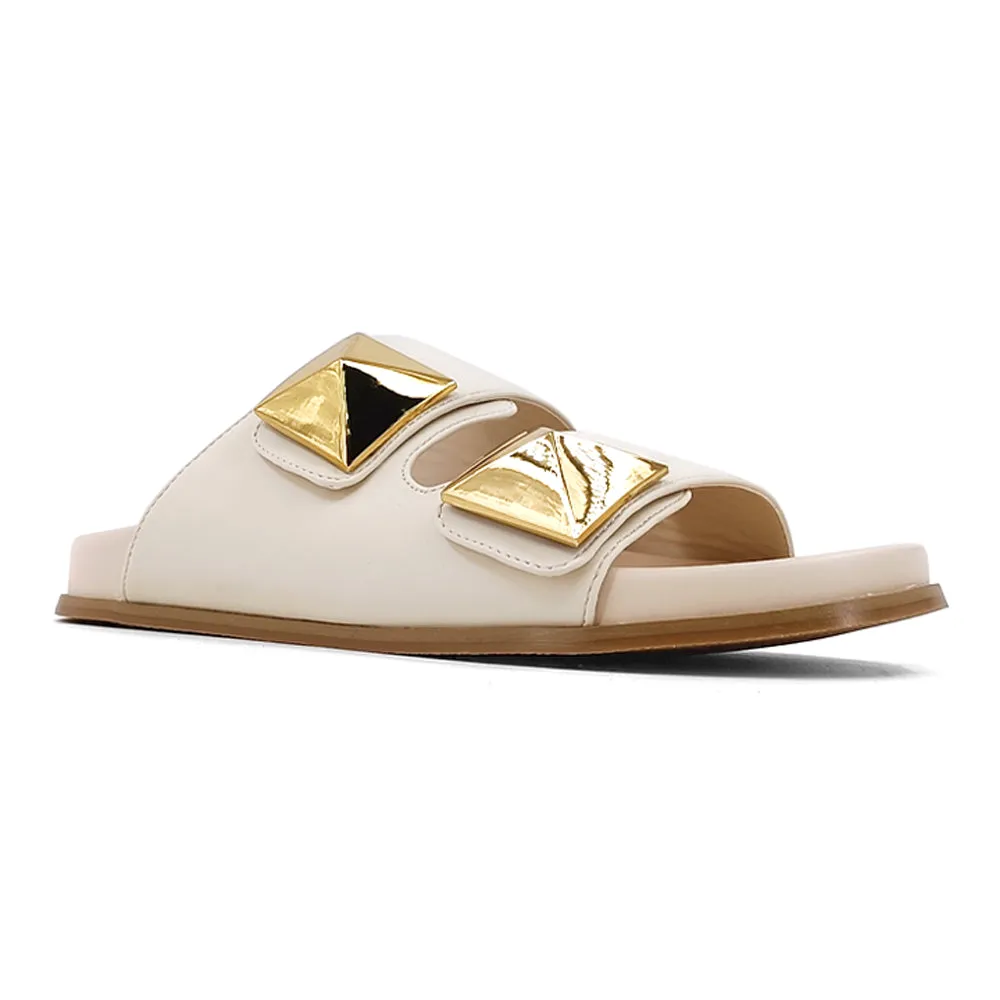 Bernarda Metallic Studded Slide Sandals