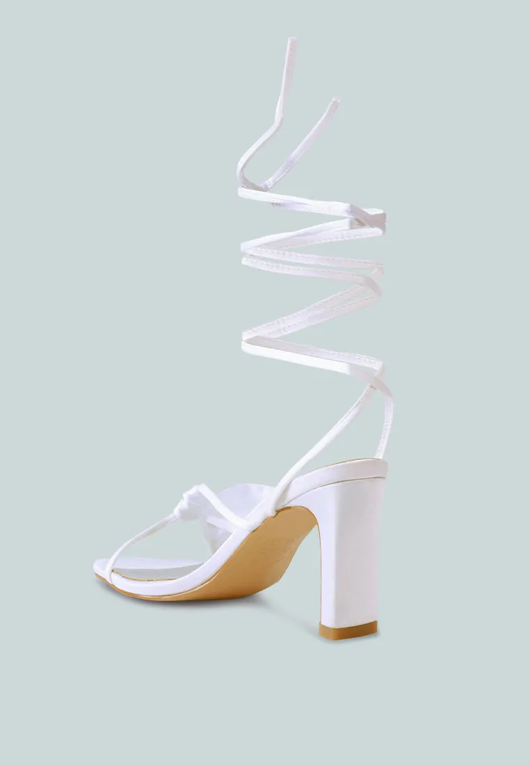 chasm satin ruched strap tie up sandals by London Rag