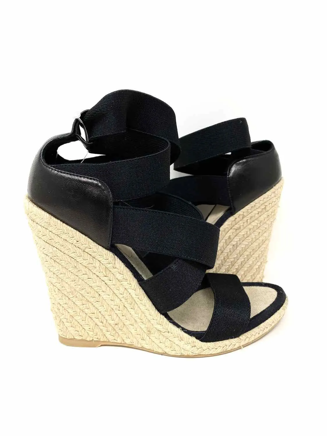 Club Monaco Women's Black/Beige Slip on Espadrille Size 37/7 Wedges