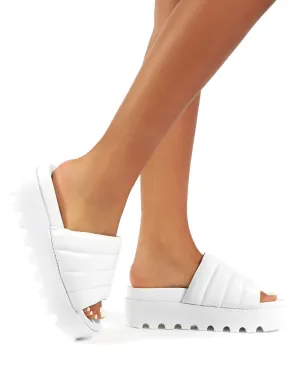 Codie White PU Chunky Platform Sliders