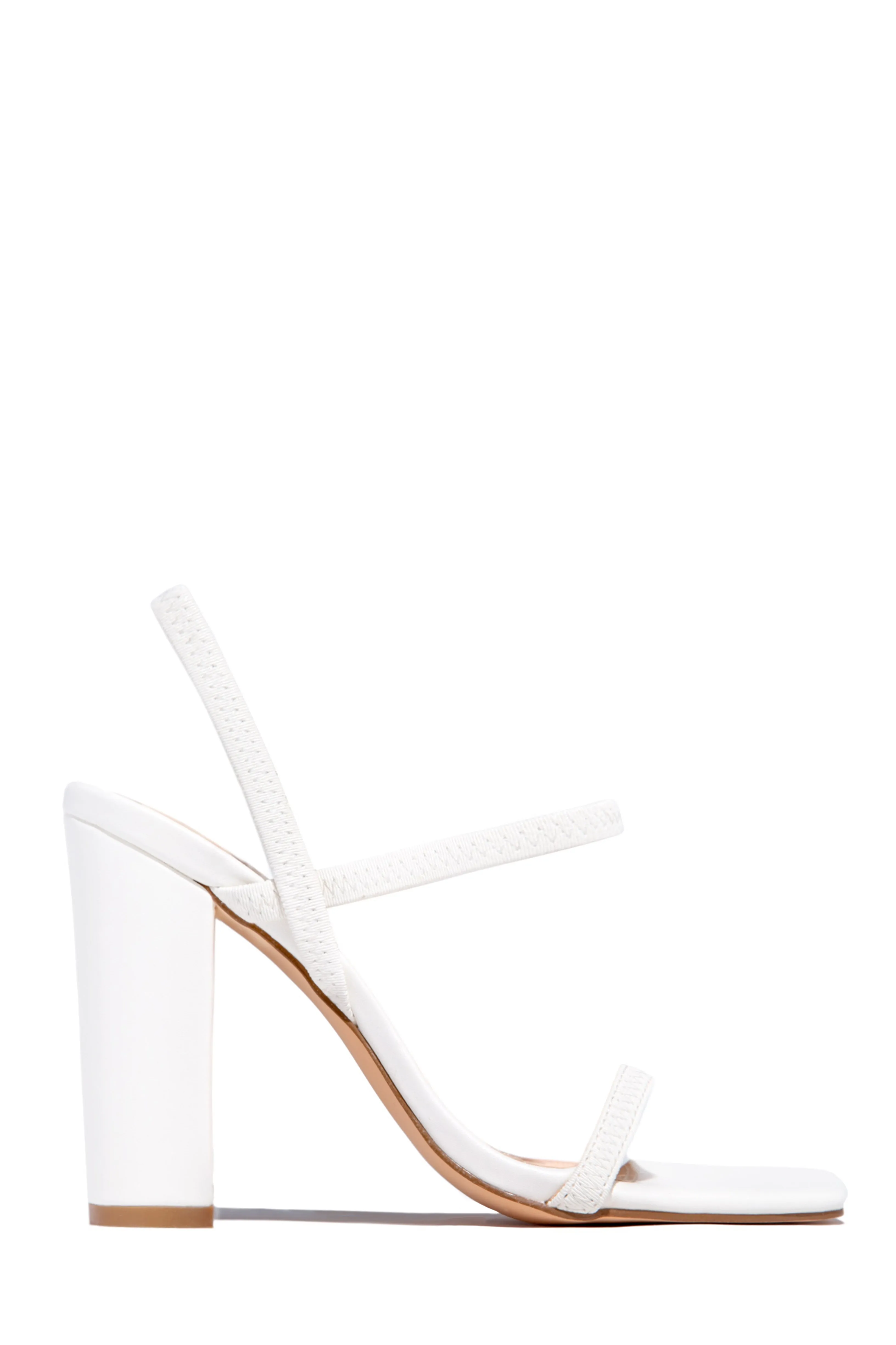 Emerie Slingback Block High Heels - Natural Raffia