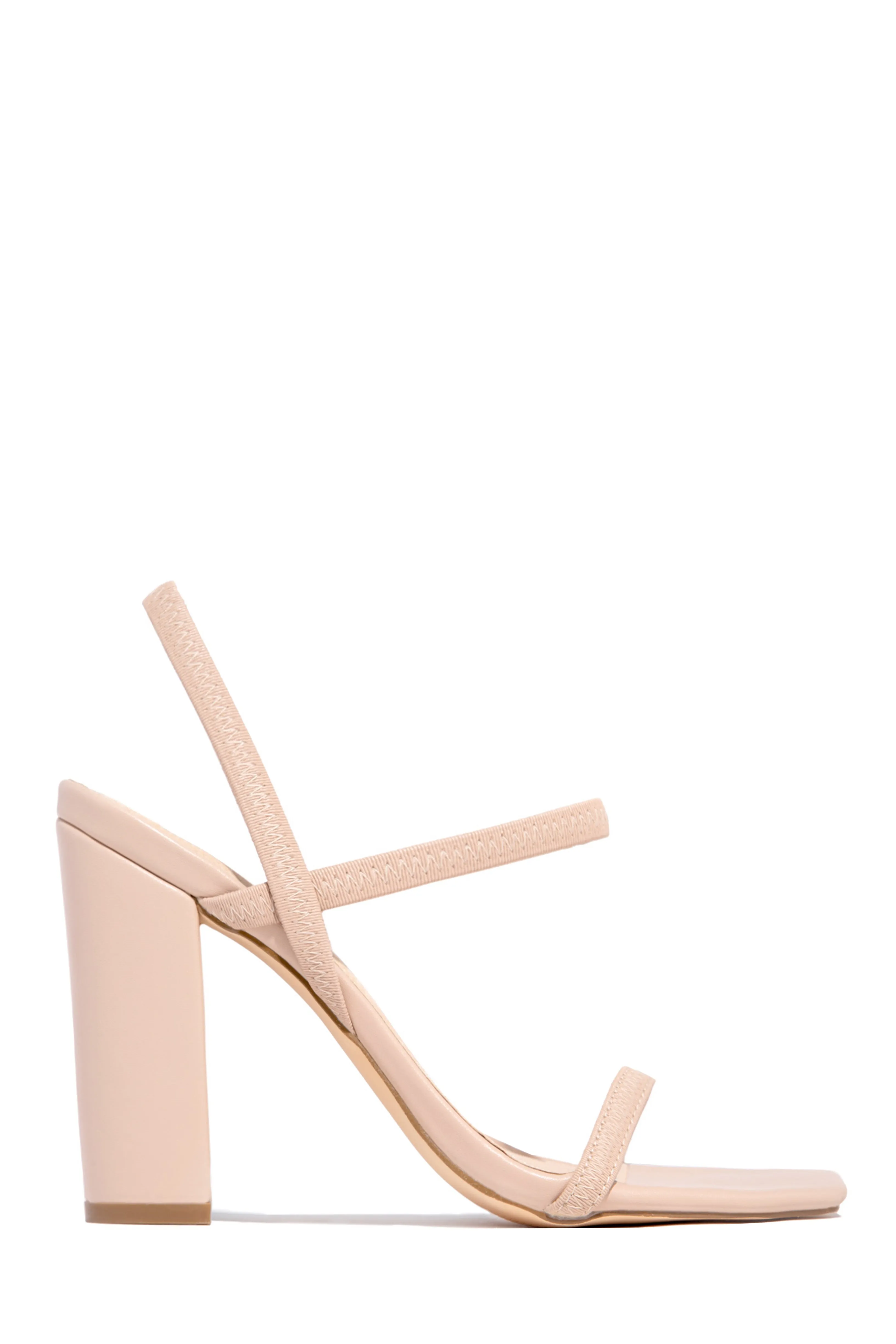 Emerie Slingback Block High Heels - Natural Raffia