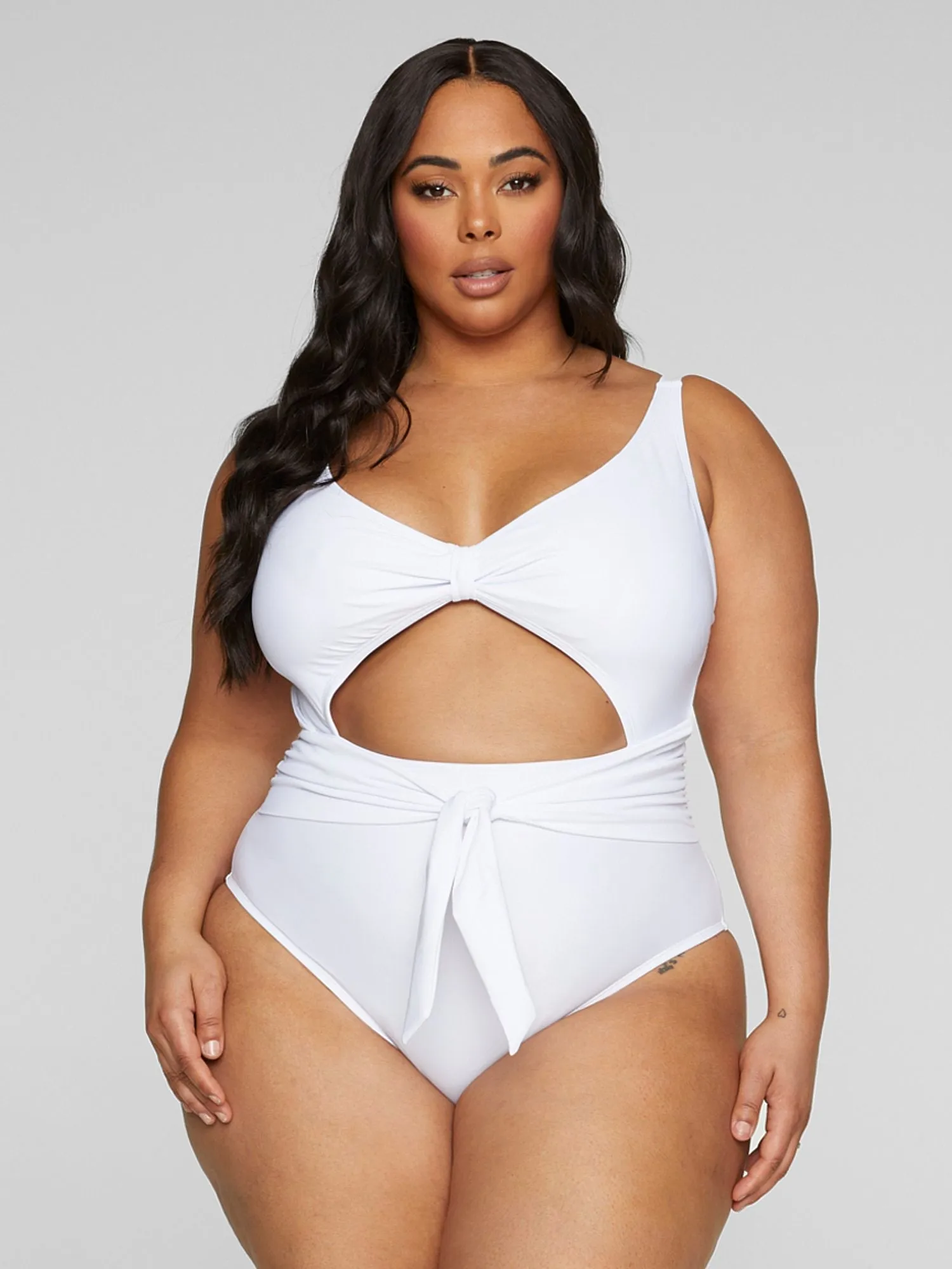 Fashion To Figure - Kenzie Tie Front One-Piece Swimsuit