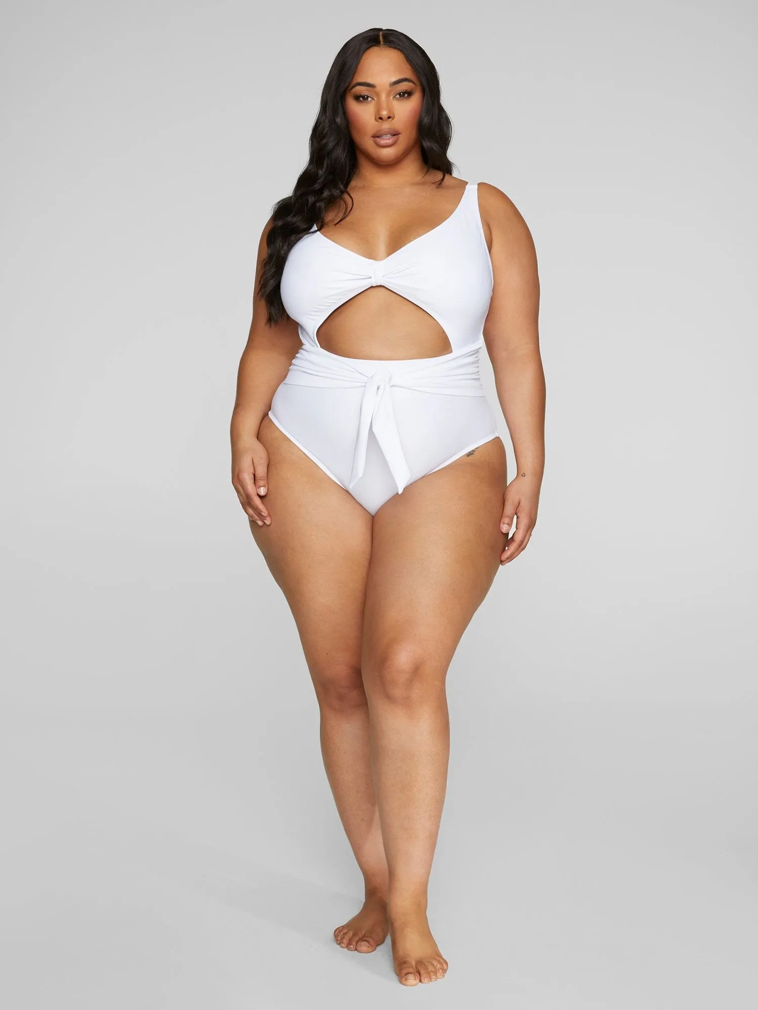 Fashion To Figure - Kenzie Tie Front One-Piece Swimsuit