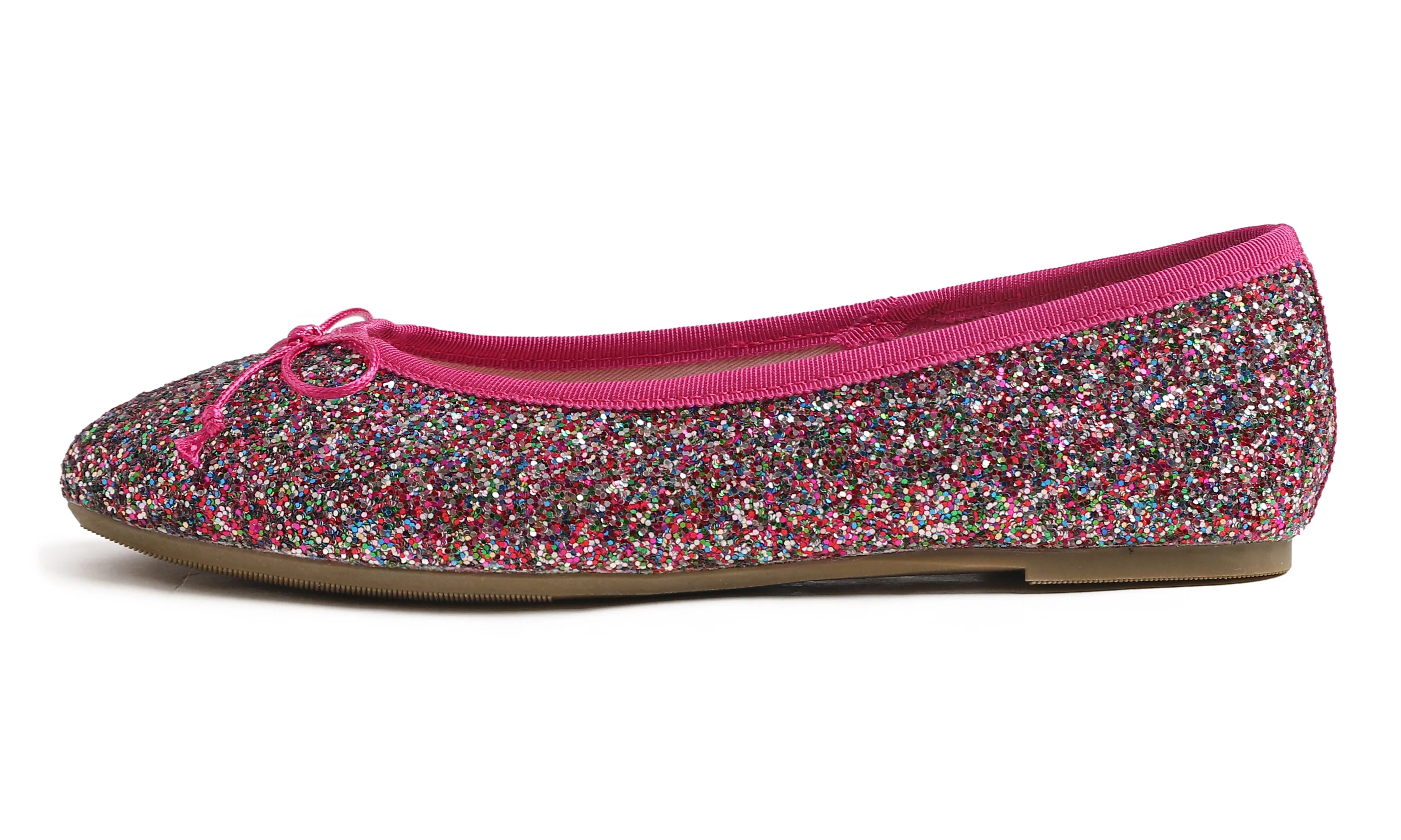 Feversole Women's Macaroon Glitter Multi Fuchsia Memory Foam Cushion Insock Ballet Flat