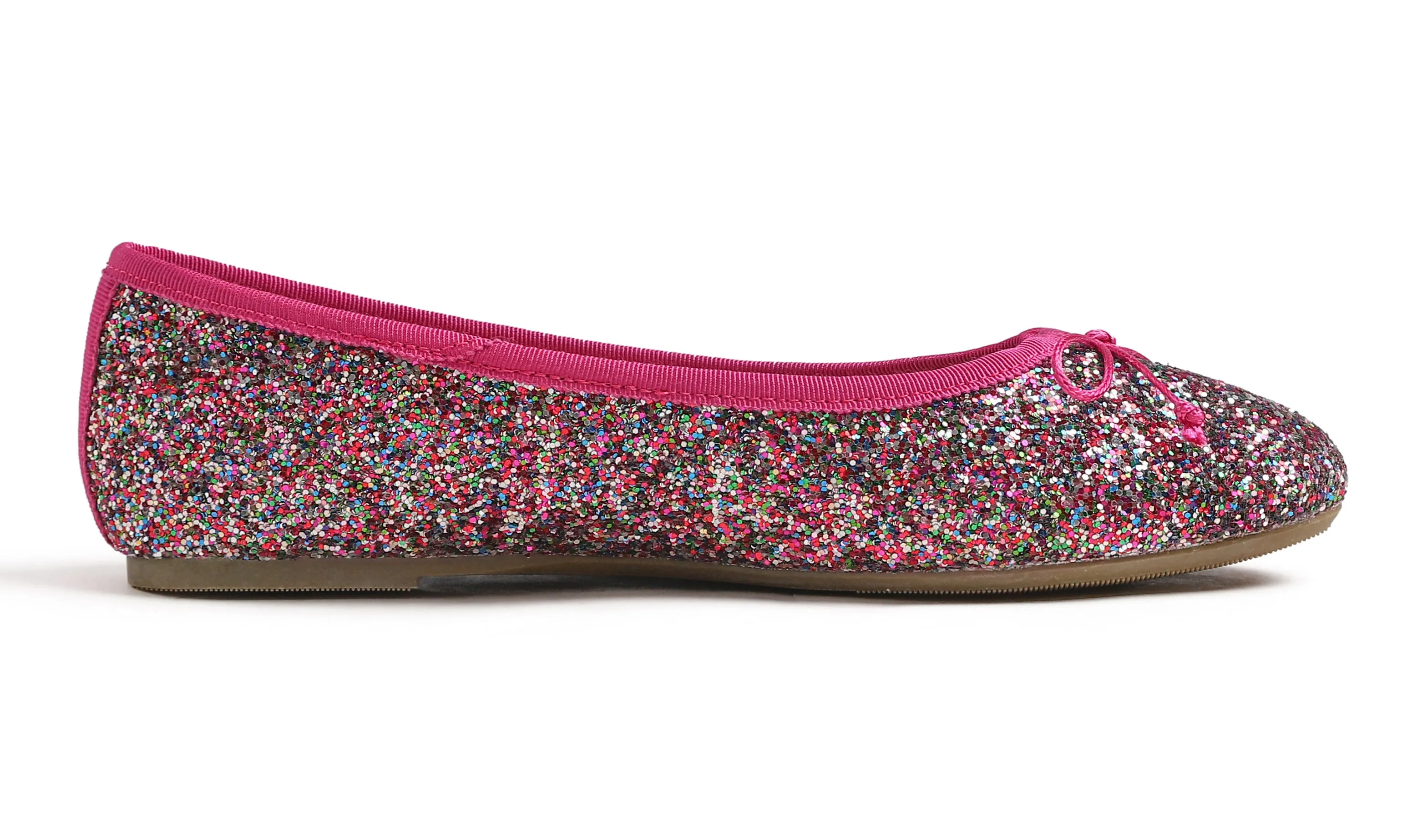 Feversole Women's Macaroon Glitter Multi Fuchsia Memory Foam Cushion Insock Ballet Flat