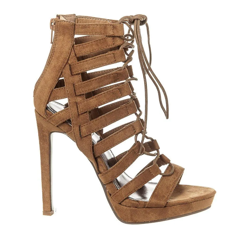 High Heel Open Toe Platform Ghillie Sandal