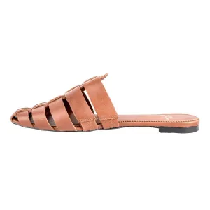 J. Crew Bennet Strappy Vachetta Mules Flat Sandals Leather Brown Colour For Women