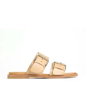 JETT LEATHER DOUBLE STRAP SLIDE SANDALS