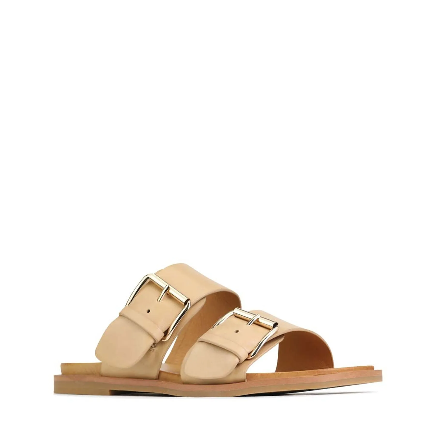 JETT LEATHER DOUBLE STRAP SLIDE SANDALS