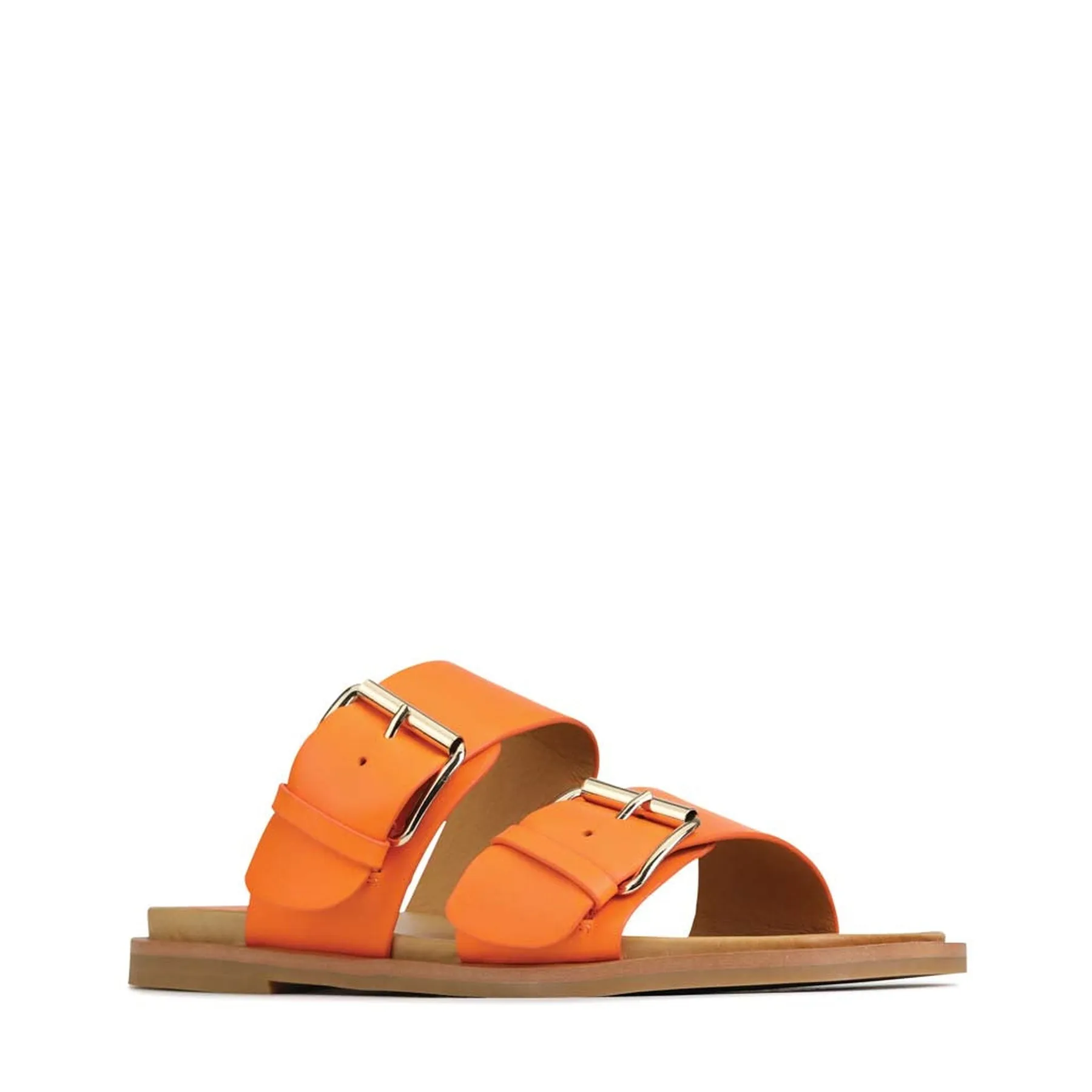 JETT LEATHER DOUBLE STRAP SLIDE SANDALS