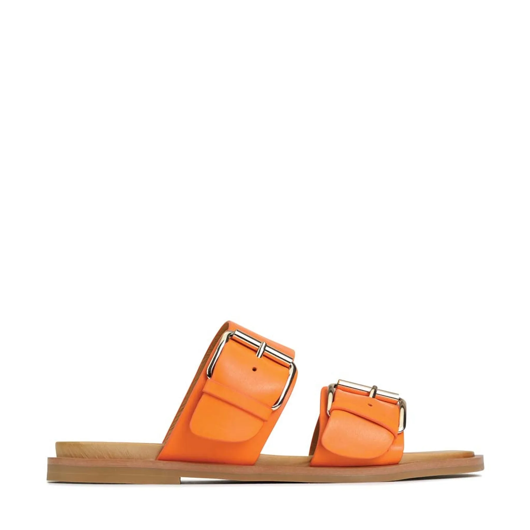 JETT LEATHER DOUBLE STRAP SLIDE SANDALS