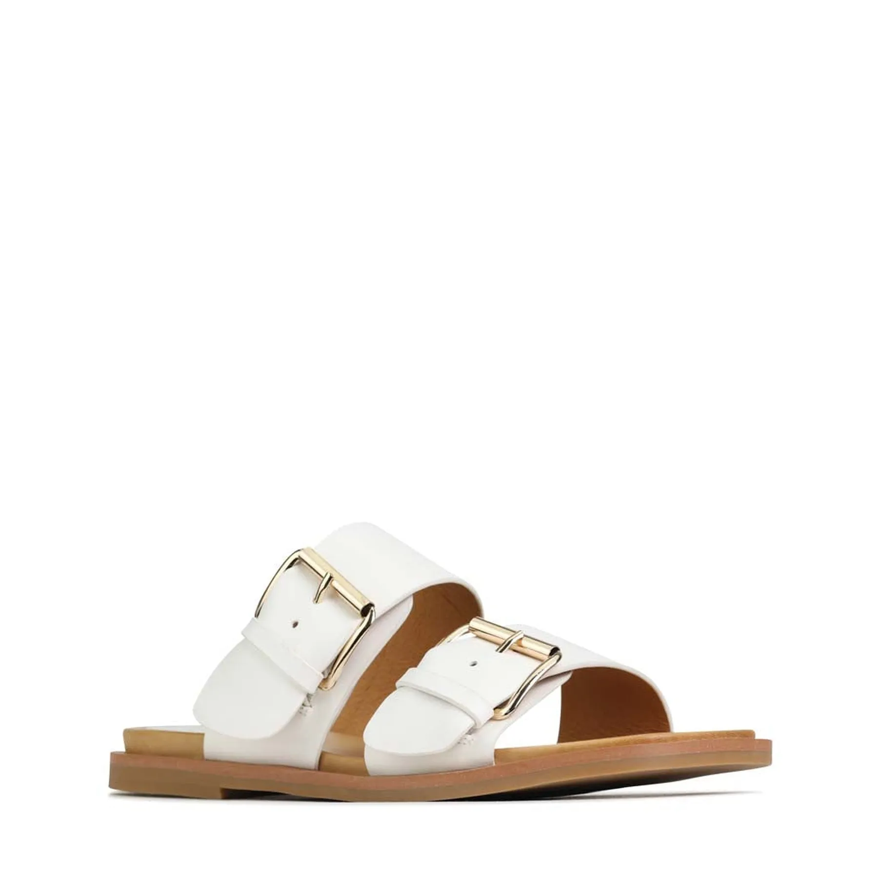 JETT LEATHER DOUBLE STRAP SLIDE SANDALS