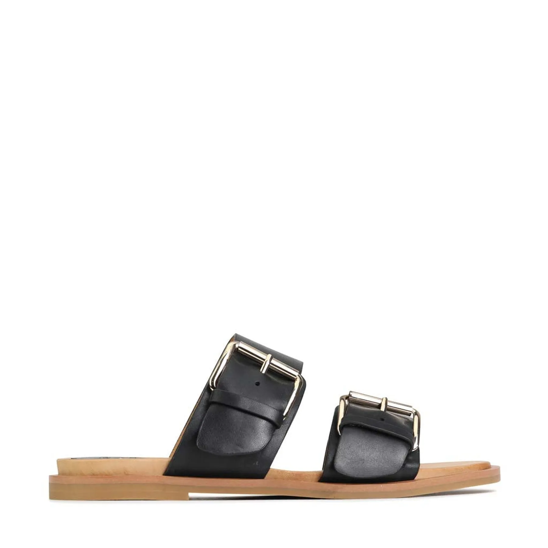 JETT LEATHER DOUBLE STRAP SLIDE SANDALS