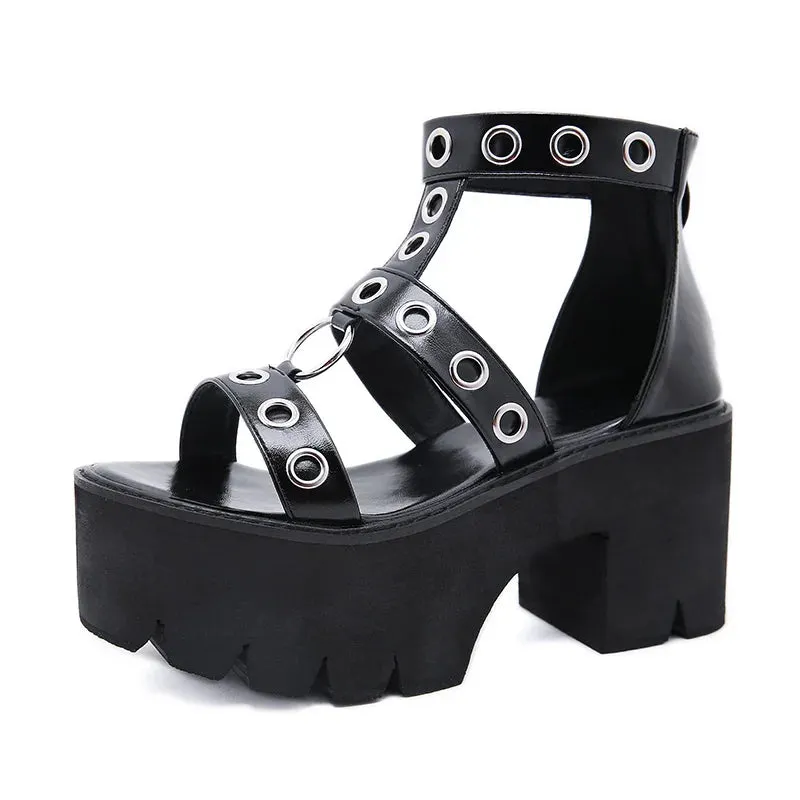 Joskaa 2024 New Strappy Chunky Heel Sandals