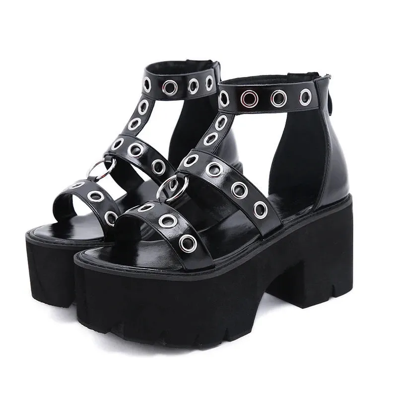 Joskaa 2024 New Strappy Chunky Heel Sandals