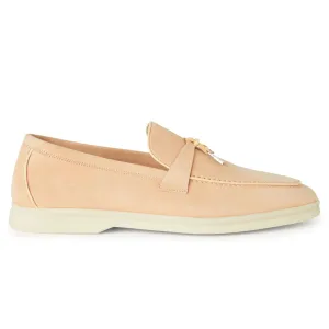 Loro Piana Summer Charms Walk Suede Goatskin Pink Reef Loafers