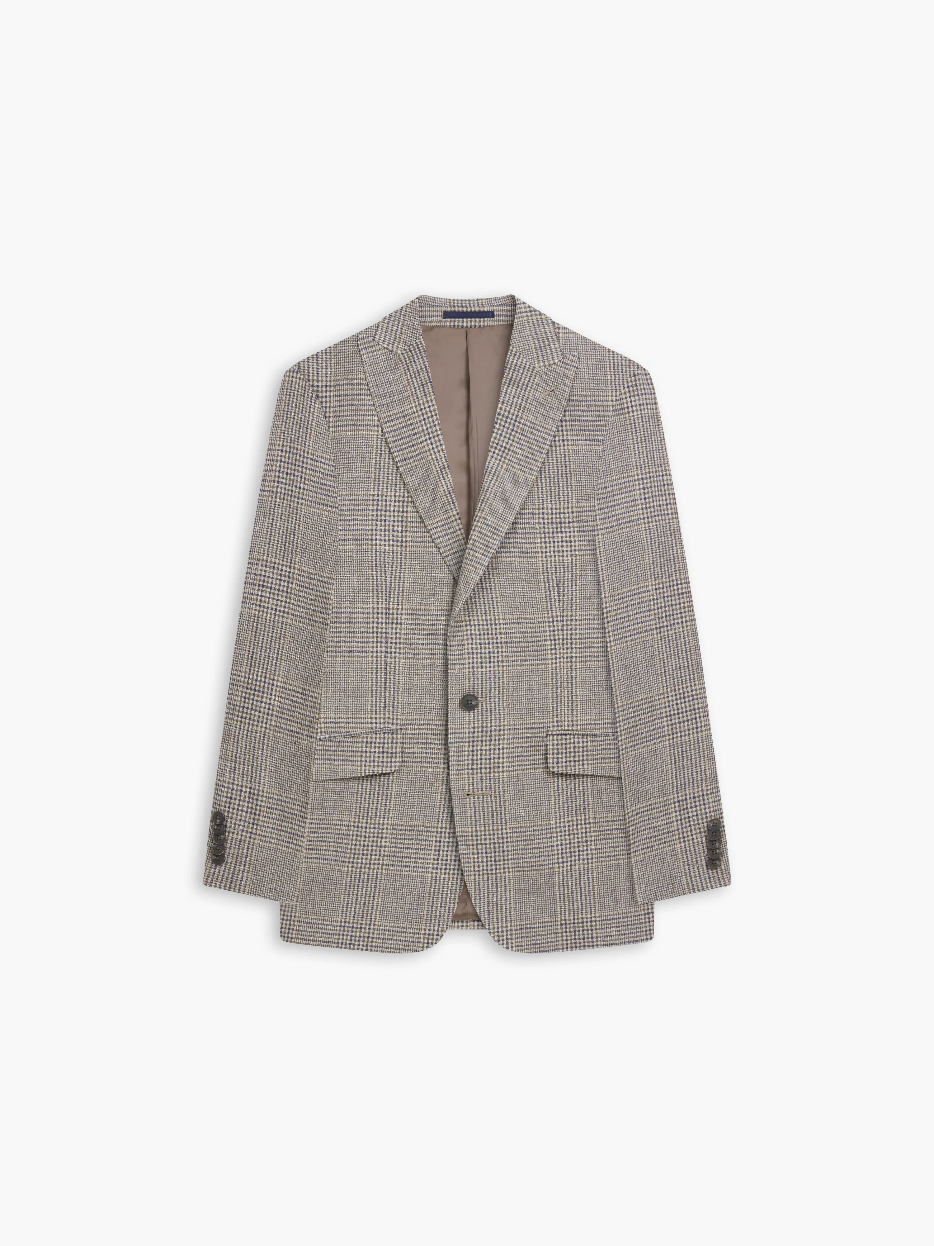 Luminara Italian Summer Slim Fit Brown and Navy Oversized Check Jacket