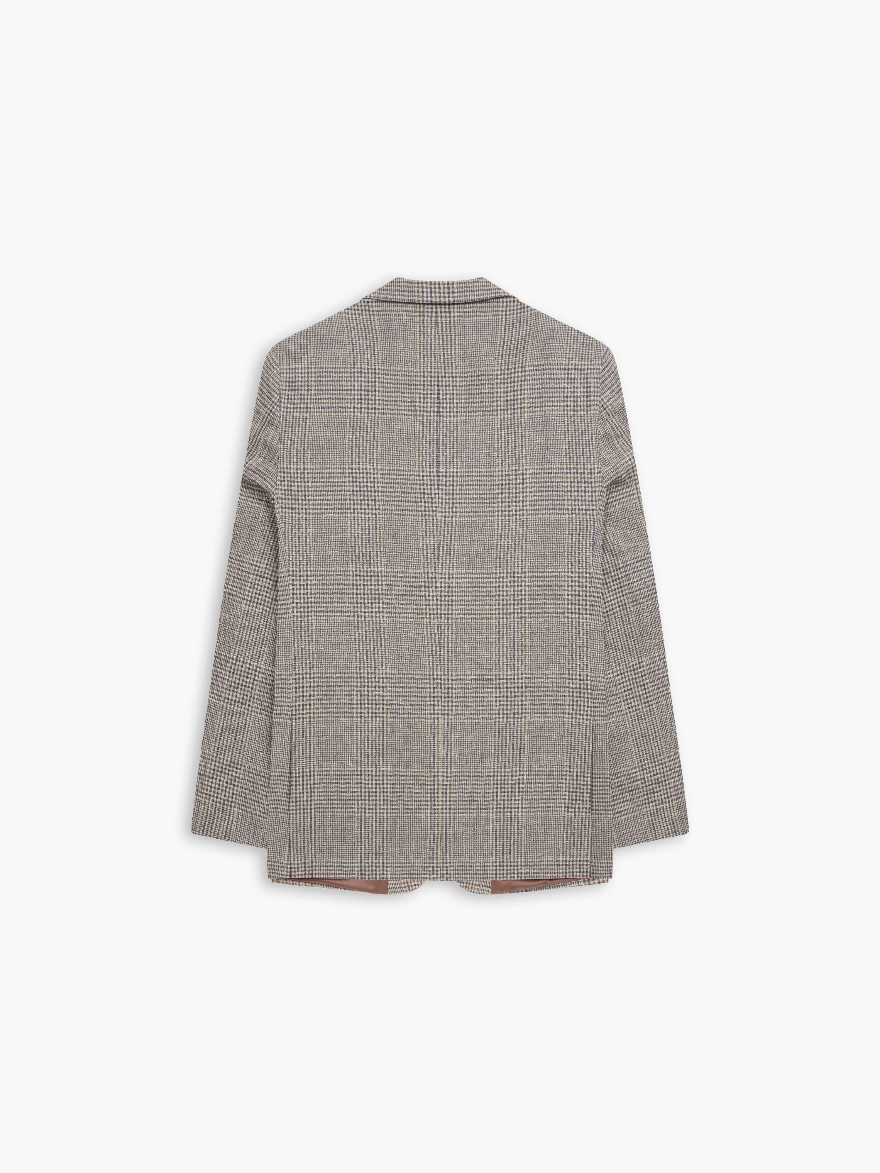 Luminara Italian Summer Slim Fit Brown and Navy Oversized Check Jacket