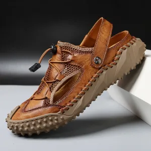 MEN'S SOFT SOLE SOFT LEATHER CLIP MESH CASUAL BEACH SANDALS