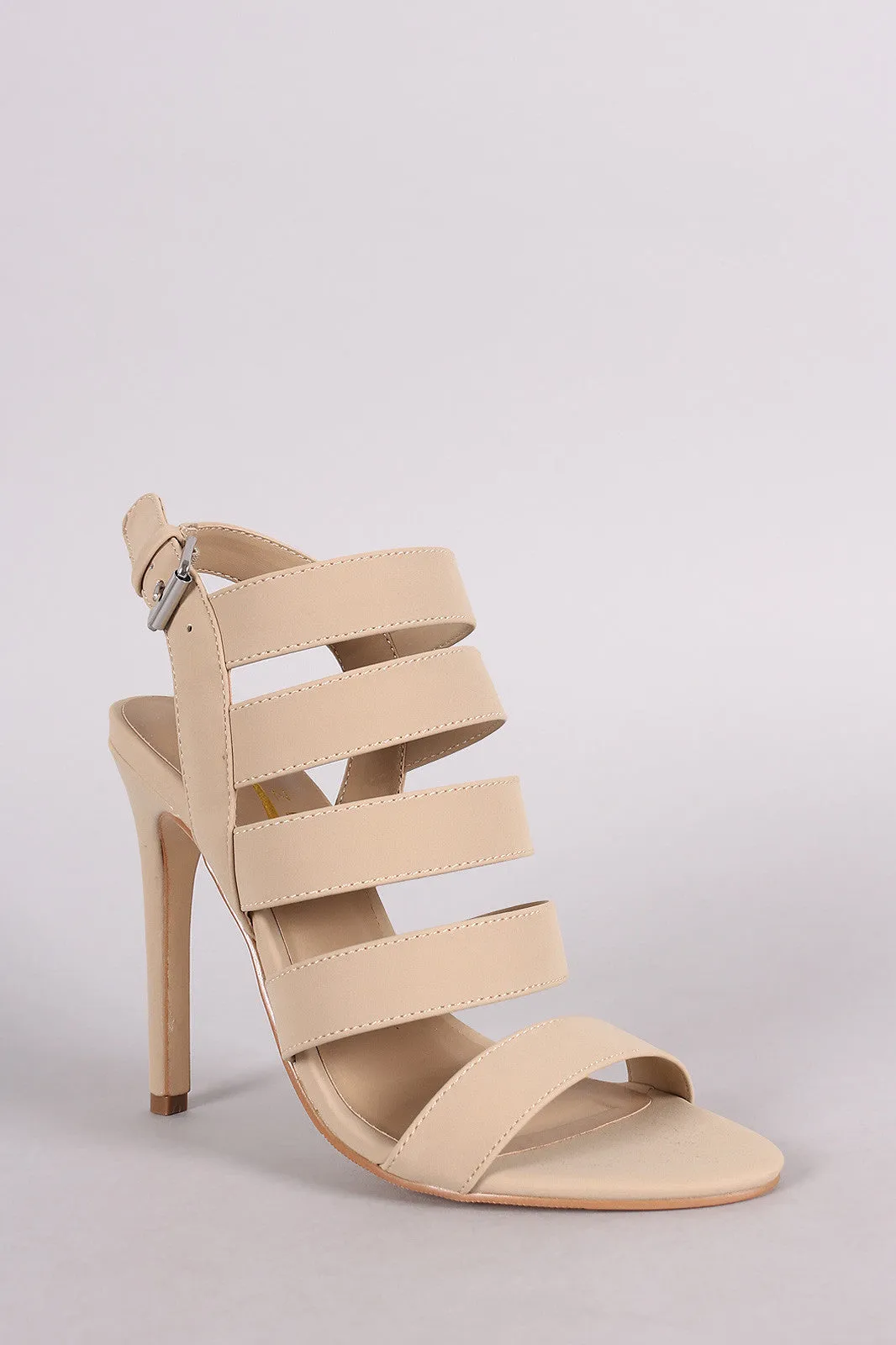 Nubuck Strappy Ladder Up Slingback Heel