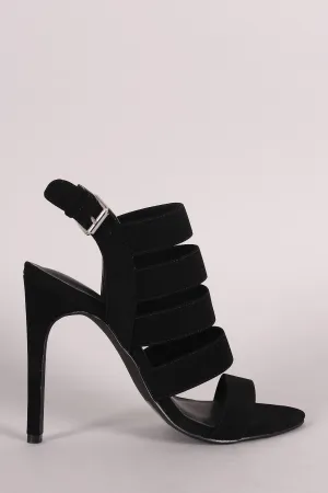 Nubuck Strappy Ladder Up Slingback Heel