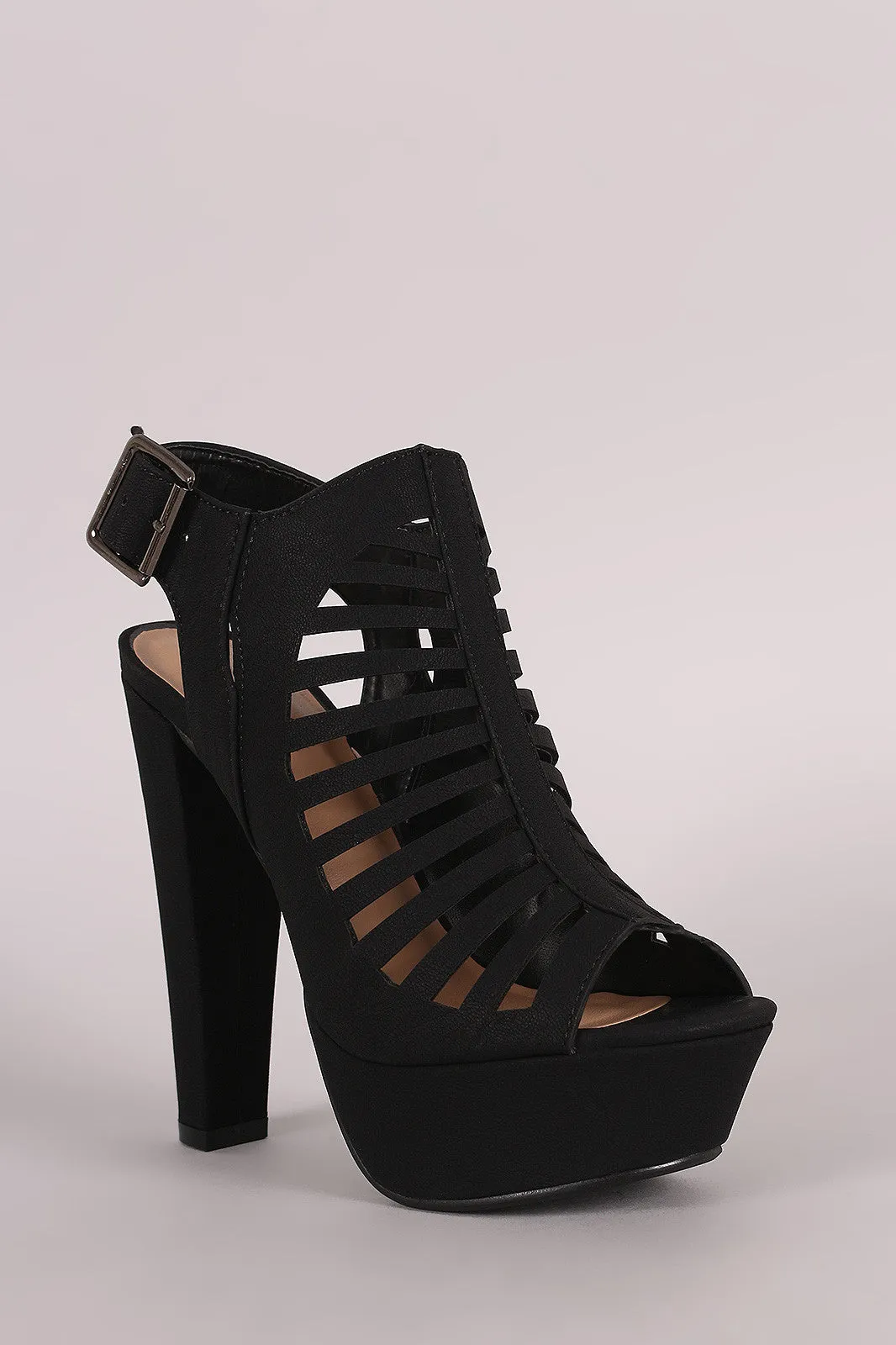 Peep Toe Cutout Chunky Platform Heel