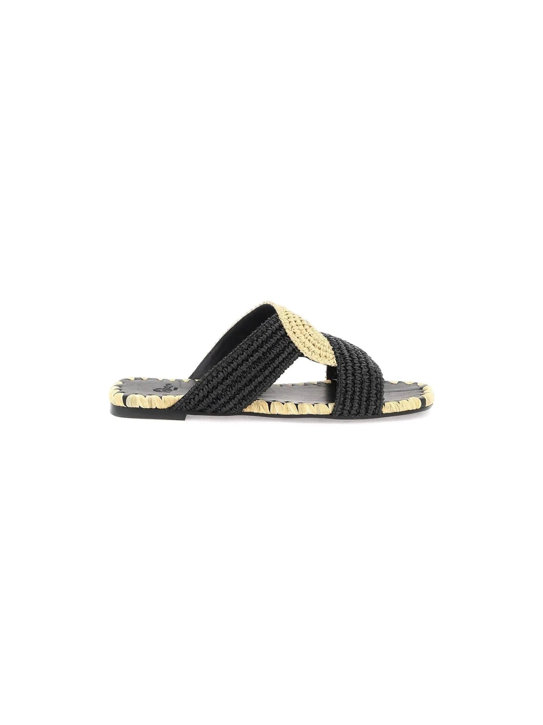 Prado Raffia Slide Sandals