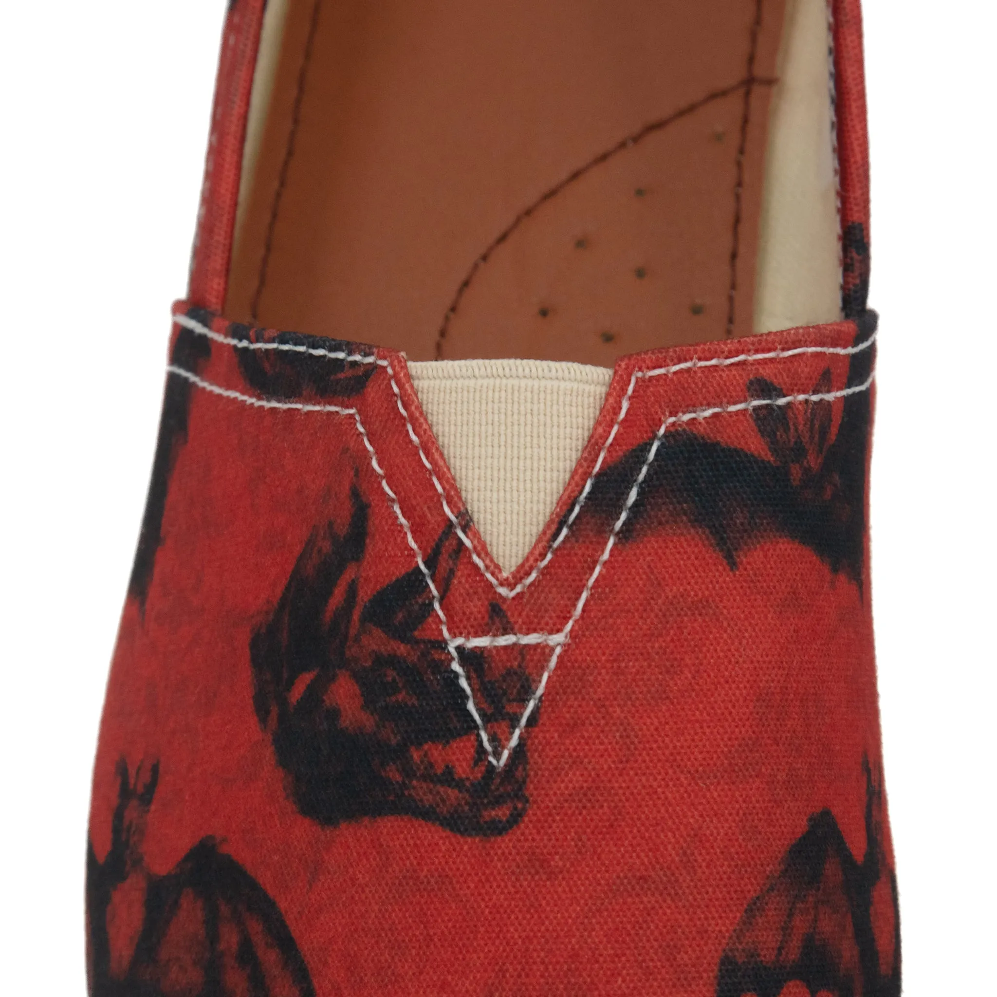 Red Bat Unisex Slip-On Canvas Flats