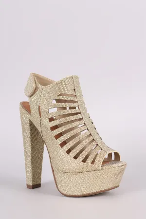 Speed Limited 98 Glitter Caged Cutout Platform Heel