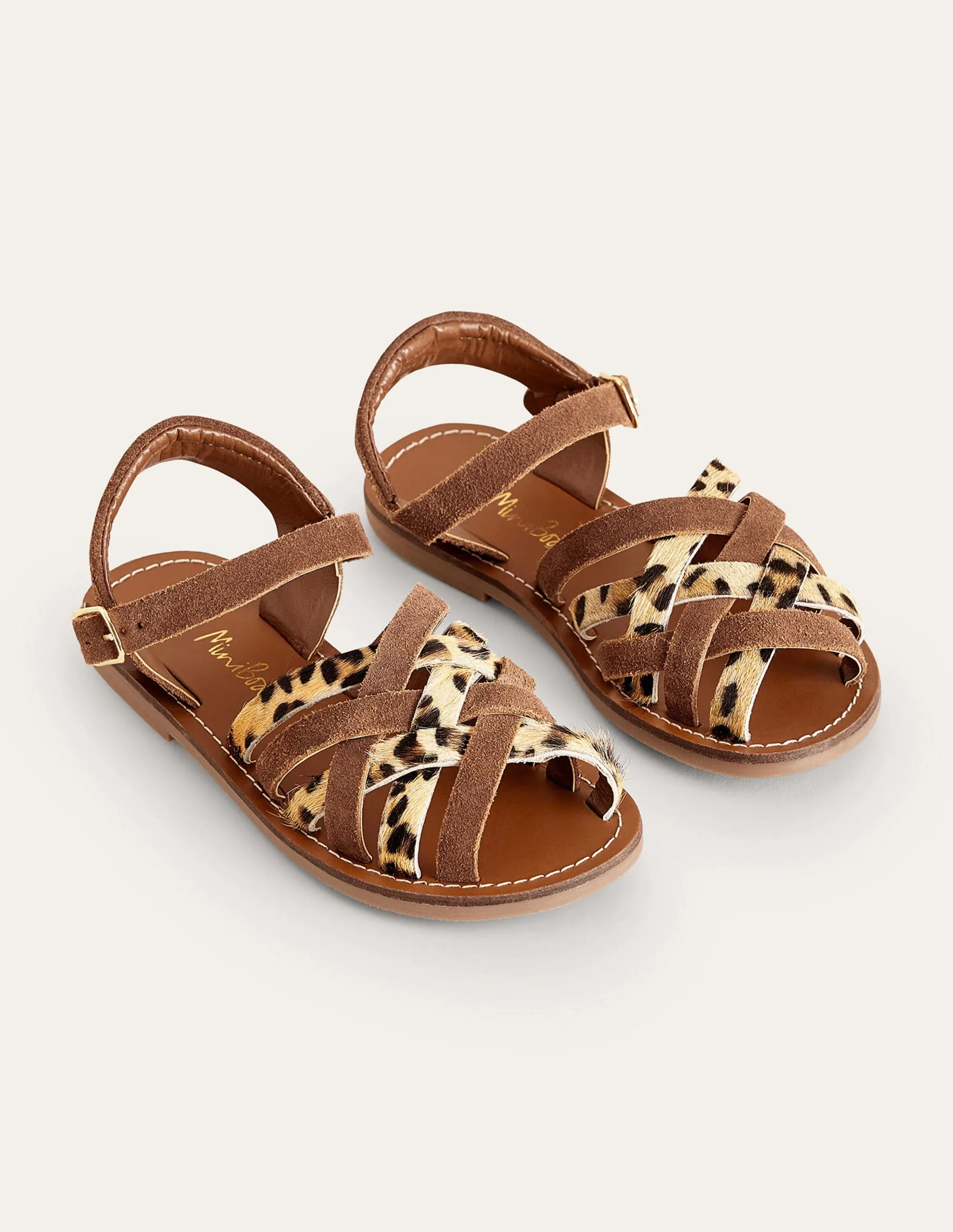 Strappy Sandals-Brown/Animal Combo