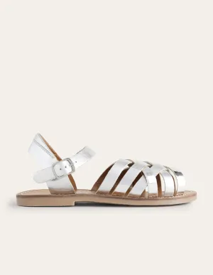 Strappy Sandals-Metallic Silver