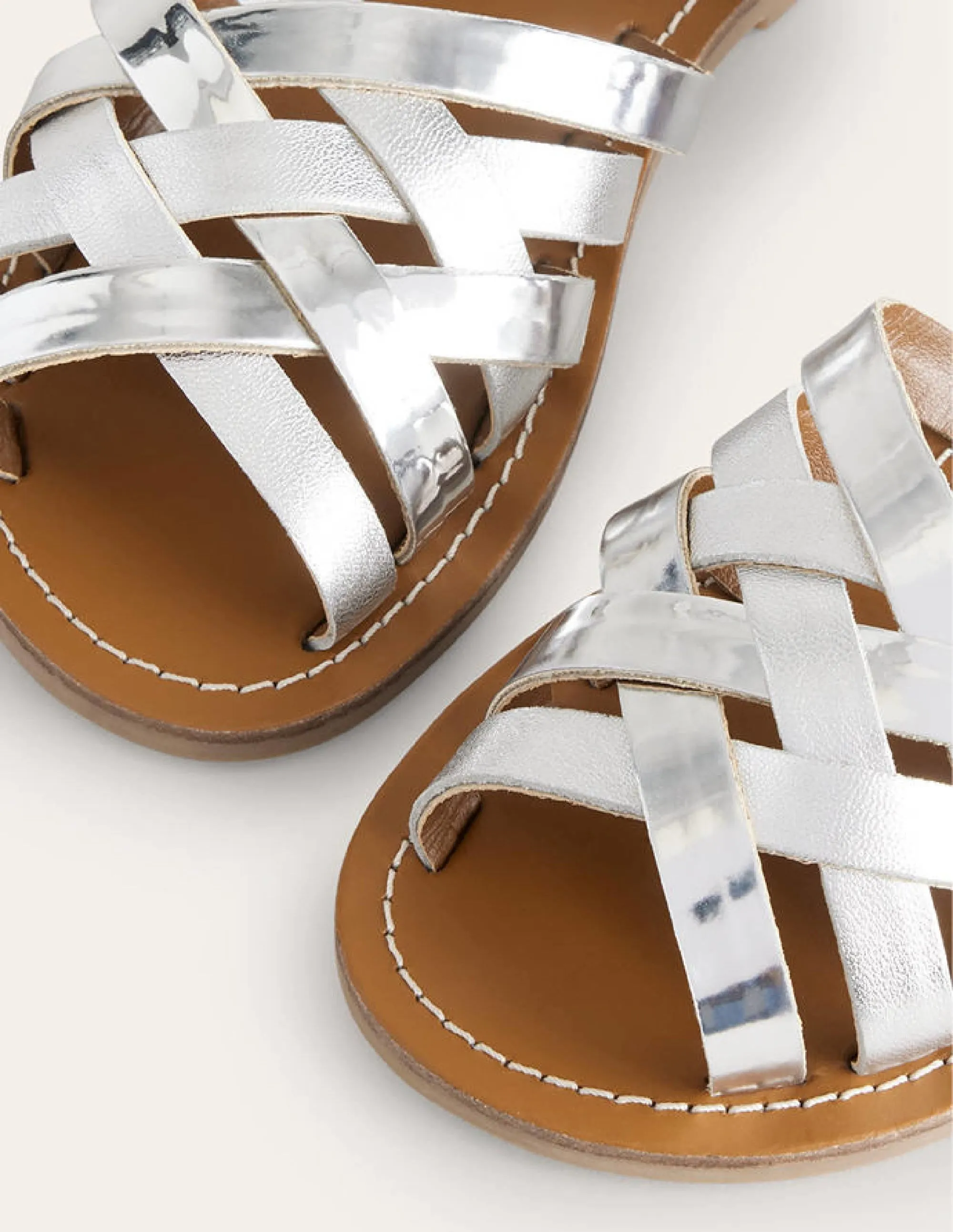 Strappy Sandals-Metallic Silver