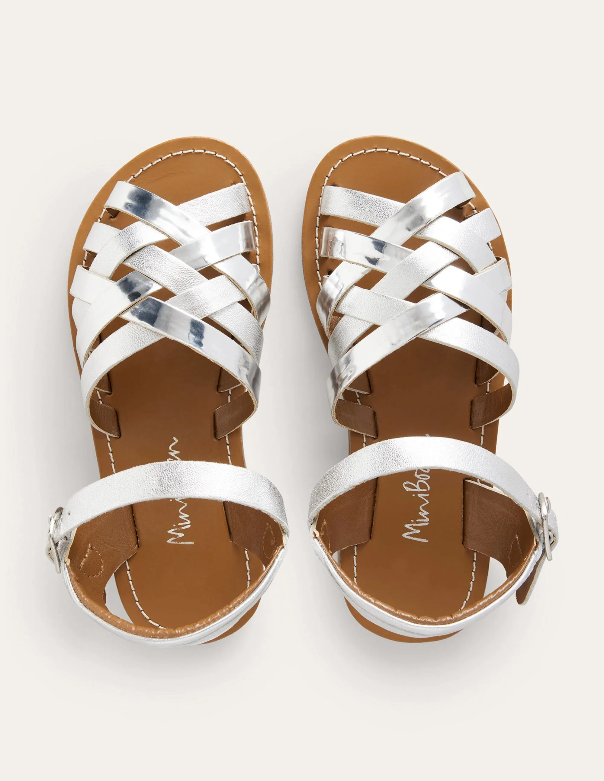 Strappy Sandals-Metallic Silver