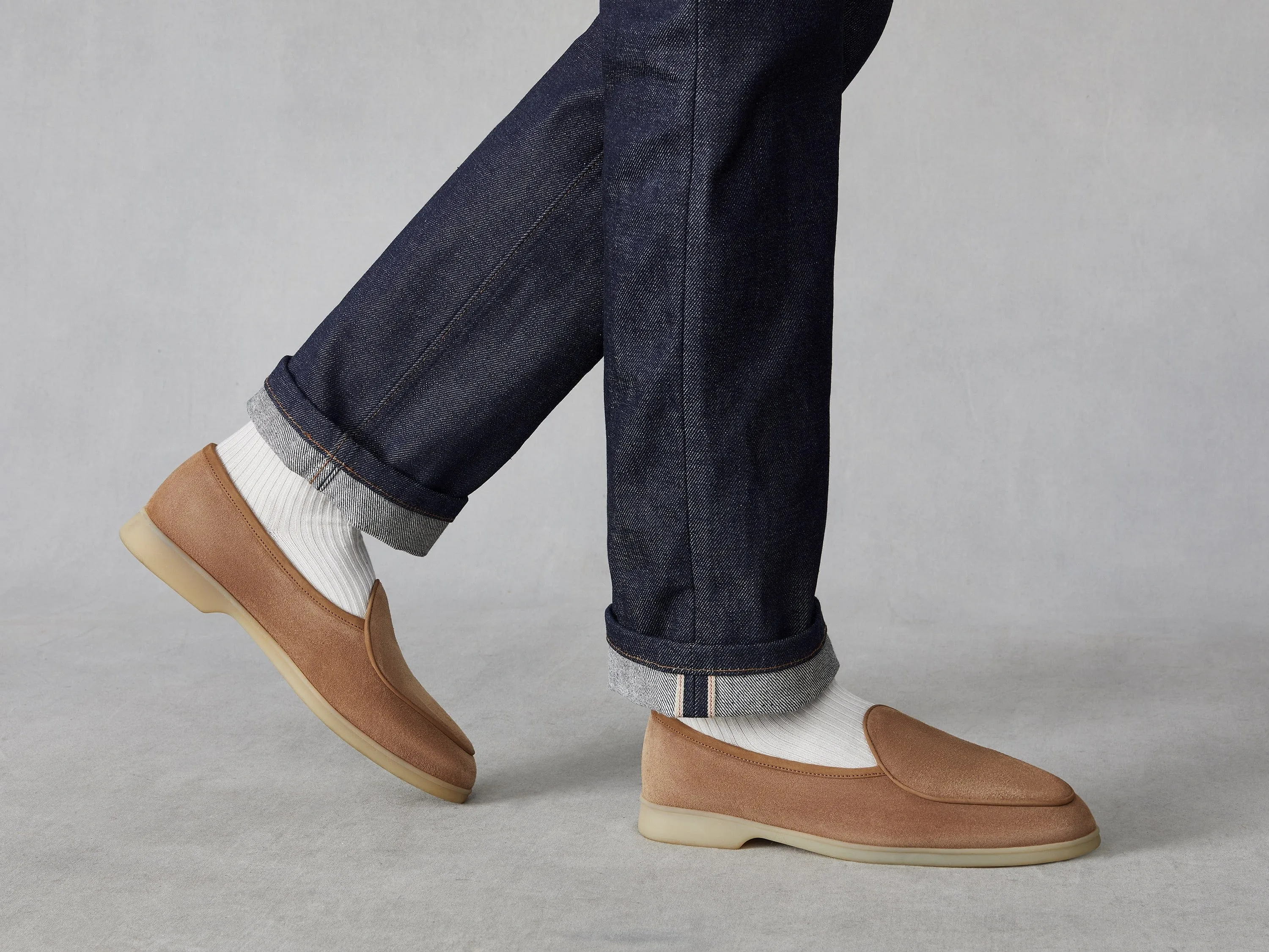 Stride Loafers in Casaque Glove Suede Natural Sole