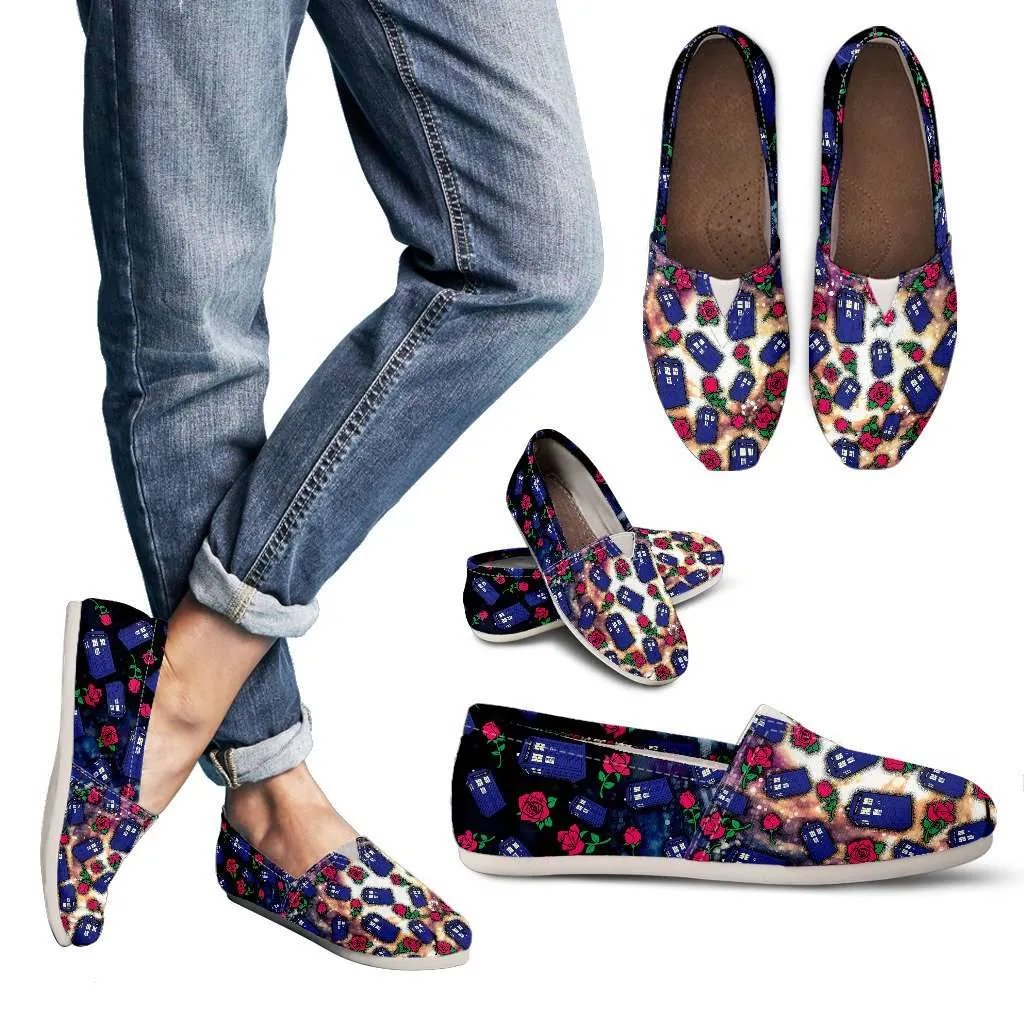 TARDIS and Rose Casual Canvas Slip on Shoes Women's Flats