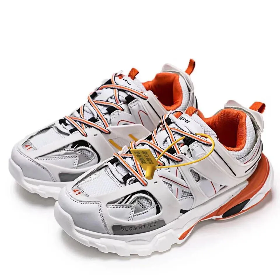 Trendy Chunky Sneakers for Men and Women - Gray, Black, Orange-white, and White Casual Shoes for Girls and Boys.