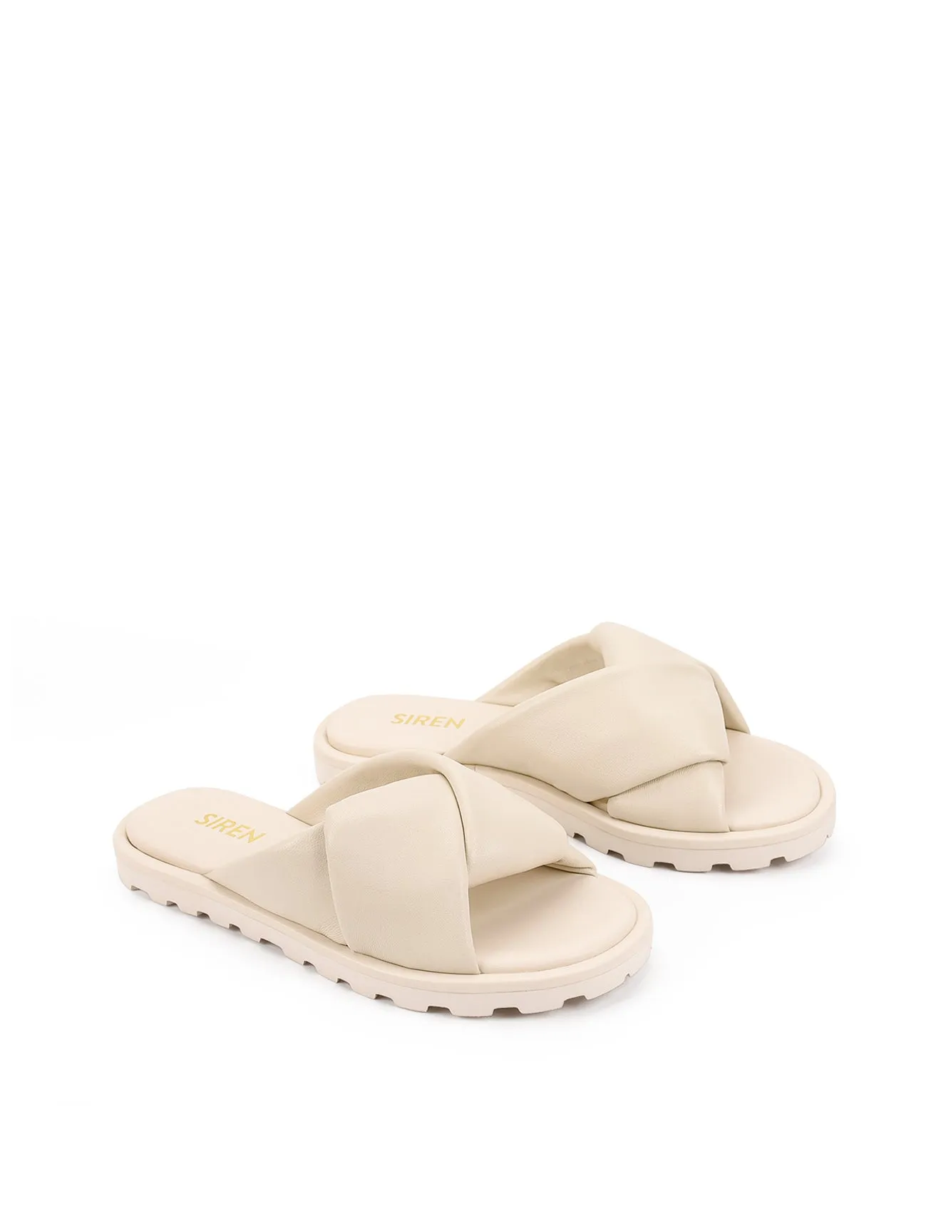 Westy Puffy Slides - Beige Leather