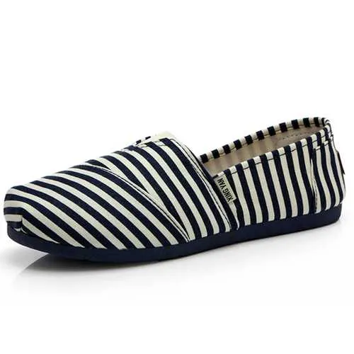 Women Canvas Flat Casual Low Top Comfortable Slip On Round Toe Flat Loafers Shoes