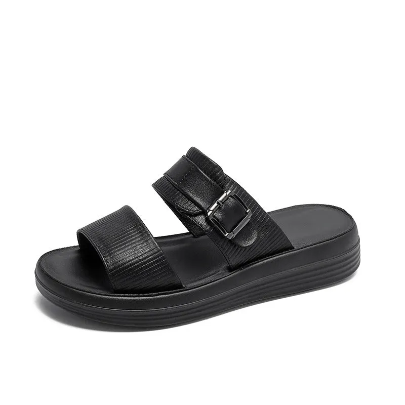 Women Minimalist Leather Soft Casual Slides