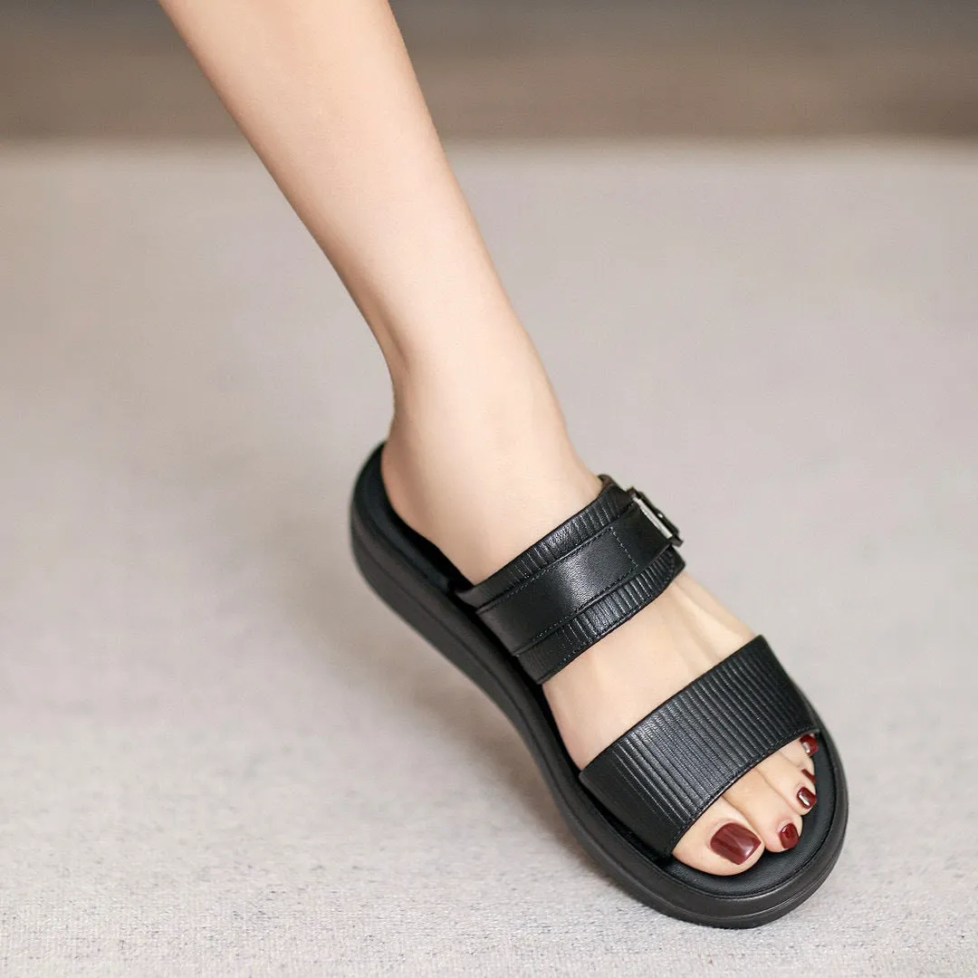 Women Minimalist Leather Soft Casual Slides