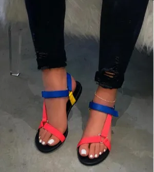 Women New Fashion Summer Beach Buckle Flat Strappy Sandals